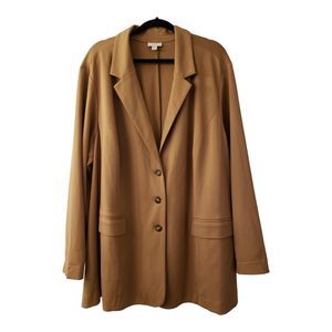 J Jill Blazer Women Tan Ponte Stretch Boyfriend Pocket Office 4X
